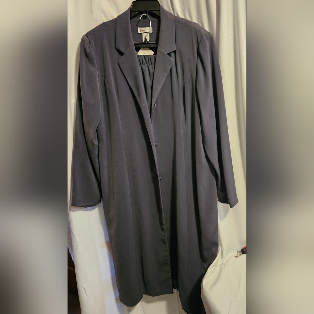 Joanna Design Elegant Women's Gray Coat & Pants Set Sz XL